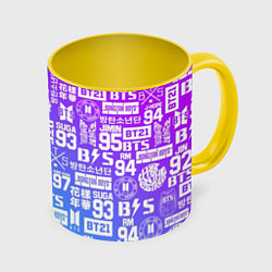 Кружка 3D BTS Logos, цвет: 3D-белый + желтый