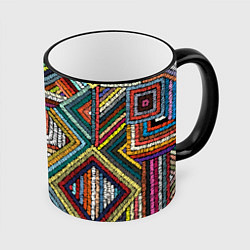 Кружка цветная Этнический орнамент вышивка