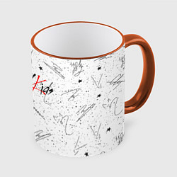 Кружка 3D STRAY KIDS АВТОГРАФЫ, цвет: 3D-оранжевый кант