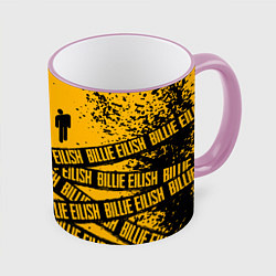 Кружка 3D BILLIE EILISH: Yellow Tape, цвет: 3D-розовый кант