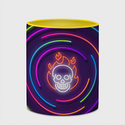 Кружка 3D Неон череп с линиями, цвет: 3D-белый + желтый — фото 2