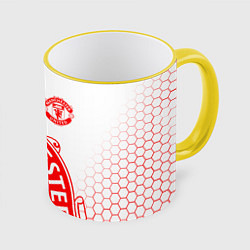 Кружка 3D Манчестер Юнайтед white, цвет: 3D-желтый кант