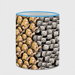 Кружка 3D Девушки орут на котиков, цвет: 3D-небесно-голубой кант — фото 2