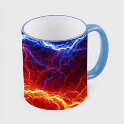 Кружка 3D Лёд и огонь, цвет: 3D-небесно-голубой кант