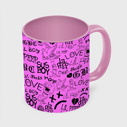 Кружка 3D LIL PEEP LOGOBOMBING, цвет: 3D-белый + розовый