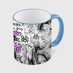 Кружка 3D LIL PEEP, цвет: 3D-небесно-голубой кант