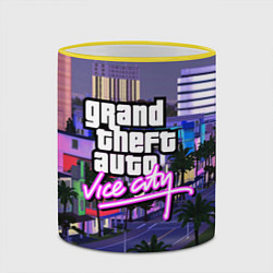 Кружка 3D Grand Theft Auto Vice City, цвет: 3D-желтый кант — фото 2