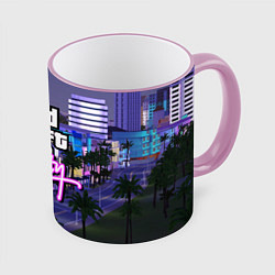 Кружка 3D Grand Theft Auto Vice City, цвет: 3D-розовый кант