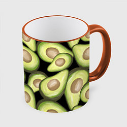 Кружка 3D Avocado background, цвет: 3D-оранжевый кант