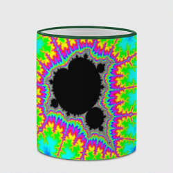 Кружка 3D Фрактальная кислотная черная дыра - множество Манд, цвет: 3D-зеленый кант — фото 2