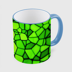 Кружка 3D Зеленая мозаика, цвет: 3D-небесно-голубой кант
