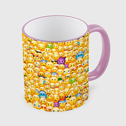 Кружка 3D Смайлики Emoji, цвет: 3D-розовый кант