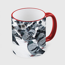 Кружка 3D Голуби, цвет: 3D-красный кант