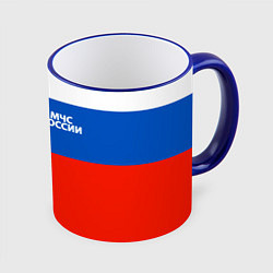 Кружка 3D Флаг МЧС России, цвет: 3D-синий кант