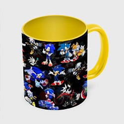 Кружка 3D Sonic паттерн, цвет: 3D-белый + желтый