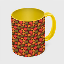 Кружка 3D Maple leaves, цвет: 3D-белый + желтый