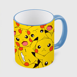 Кружка 3D Pikachu, цвет: 3D-небесно-голубой кант