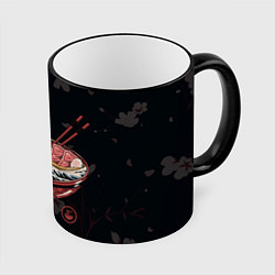 Кружка 3D Сакура и рамен, цвет: 3D-черный кант