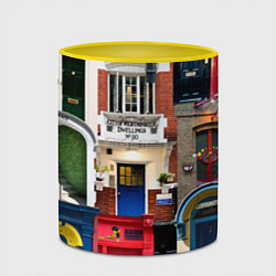 Кружка 3D London doors цифровой коллаж, цвет: 3D-белый + желтый — фото 2