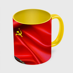 Кружка 3D Юрий Гагарин, цвет: 3D-белый + желтый