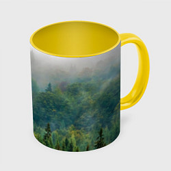 Кружка 3D Лес, цвет: 3D-белый + желтый