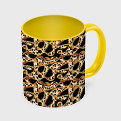 Кружка 3D Versace Леопардовая текстура, цвет: 3D-белый + желтый