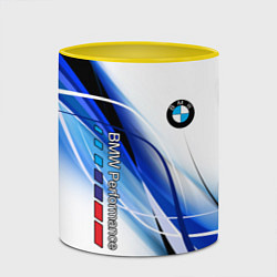 Кружка 3D BMW волны - blue-white, цвет: 3D-белый + желтый — фото 2