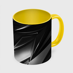 Кружка 3D GEOMETRY STRIPES BLACK & WHITE, цвет: 3D-белый + желтый