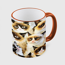 Кружка 3D КОТ МЕМ, цвет: 3D-оранжевый кант