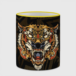 Кружка 3D Тигровый стимпанк Tiger, цвет: 3D-желтый кант — фото 2