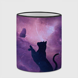 Кружка 3D Кошка играет с бабочкой, цвет: 3D-черный кант — фото 2