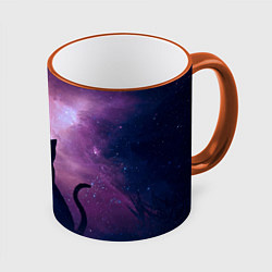 Кружка 3D Кошка играет с бабочкой, цвет: 3D-оранжевый кант