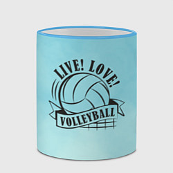 Кружка 3D LIVE! LOVE! VOLLEYBALL!, цвет: 3D-небесно-голубой кант — фото 2