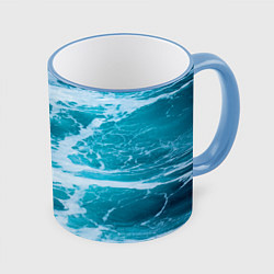 Кружка 3D Вода волны пена море, цвет: 3D-небесно-голубой кант