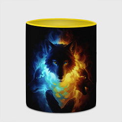 Кружка 3D Волки в огне, цвет: 3D-белый + желтый — фото 2