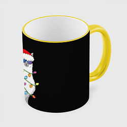 Кружка цветная Рождественская Лама