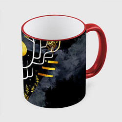 Кружка 3D Графит и золото: дерево жизни, цвет: 3D-красный кант