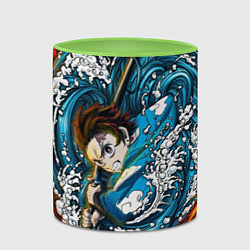 Кружка 3D Танджиро Камадо Клинок демонов, цвет: 3D-белый + светло-зеленый — фото 2