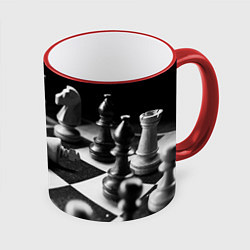 Кружка 3D Шахматы фигуры доска ход мат, цвет: 3D-красный кант