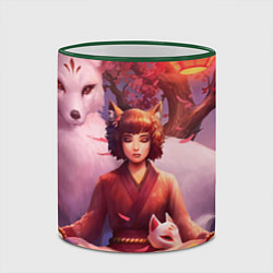 Кружка 3D Девушка-лиса, цвет: 3D-зеленый кант — фото 2