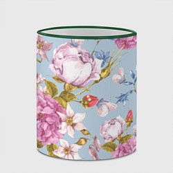 Кружка 3D Цветы, цвет: 3D-зеленый кант — фото 2