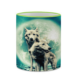 Кружка 3D Волки, пара, цвет: 3D-светло-зеленый кант — фото 2