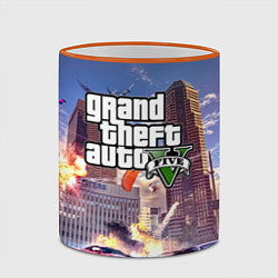 Кружка 3D ЭКШЕН Grand Theft Auto V, цвет: 3D-оранжевый кант — фото 2
