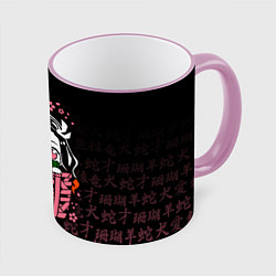 Кружка цветная NEZUKO НЕЗУКО ИЕРОГЛИФЫ DEMON SLAYER