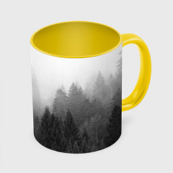 Кружка 3D Туманный лес, цвет: 3D-белый + желтый