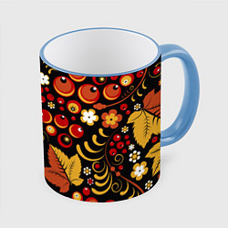 Кружка 3D ХОХЛОМА, цвет: 3D-небесно-голубой кант