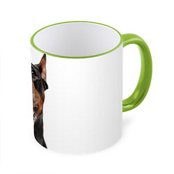 Кружка 3D Доберман Doberman, цвет: 3D-светло-зеленый кант