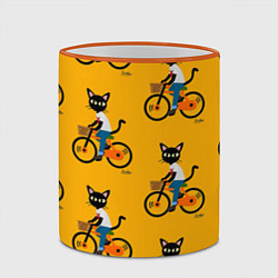 Кружка 3D Котики на велосипедах, цвет: 3D-оранжевый кант — фото 2