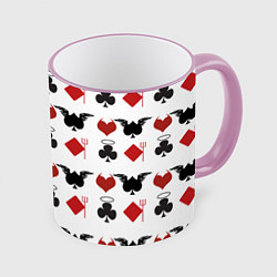 Кружка 3D Карточные масти, цвет: 3D-розовый кант