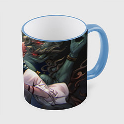 Кружка 3D МАГИЧЕСКАЯ БИТВА SUKUNA, цвет: 3D-небесно-голубой кант
